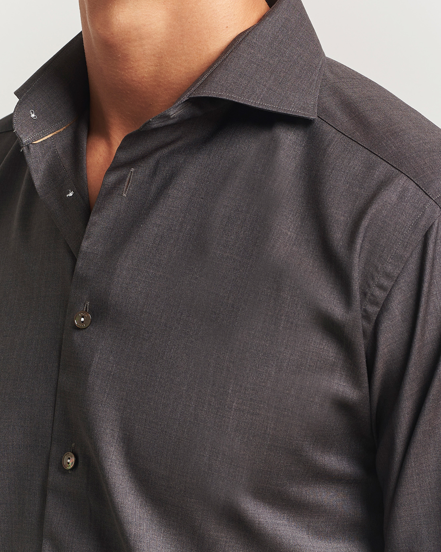 Herr | Skjortor | Eton | Slim Fit Merino Shirt Dark Brown