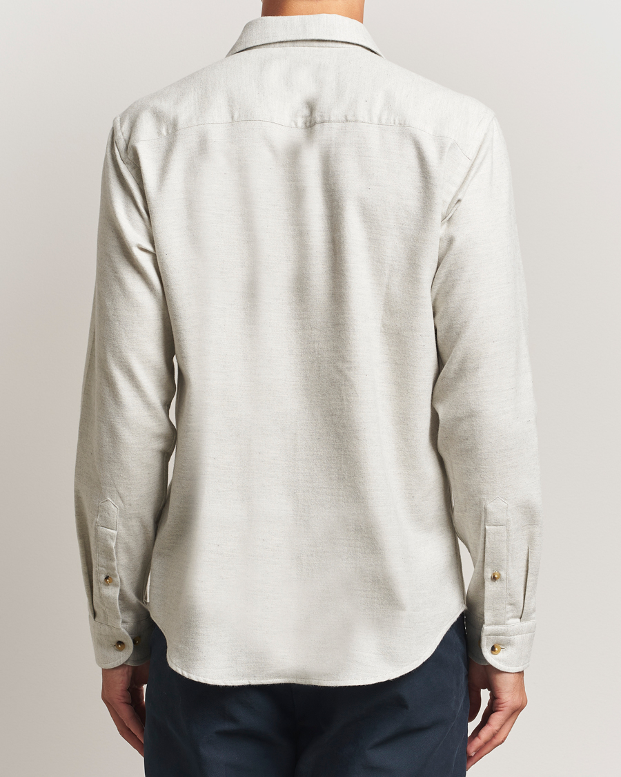Herr | Skjortor | Eton | Casual Fit One Piece Collar Flannel Shirt Light Grey