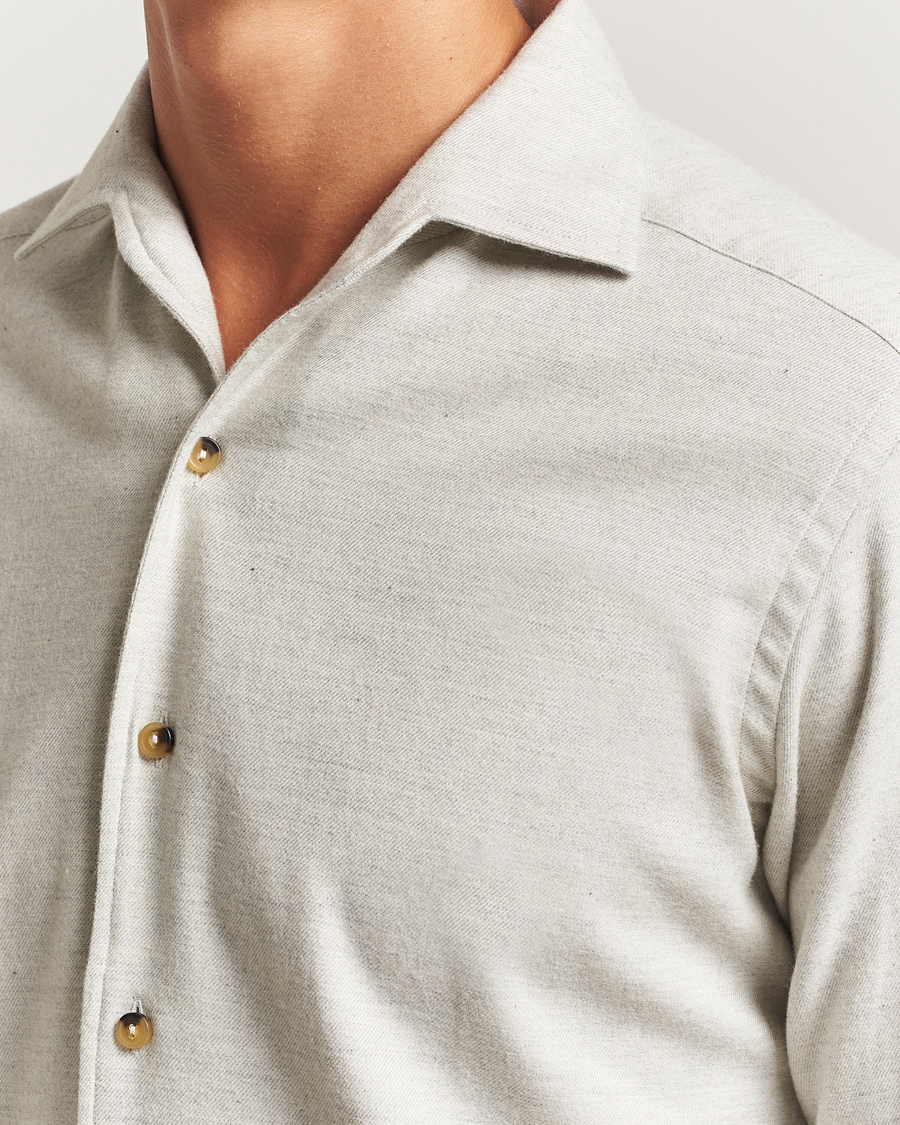 Herr | Skjortor | Eton | Casual Fit One Piece Collar Flannel Shirt Light Grey