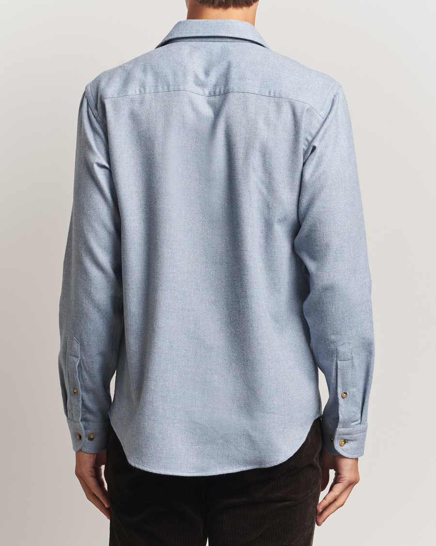 Herr | Skjortor | Eton | Casual Fit One Piece Collar Flannel Shirt Light Blue