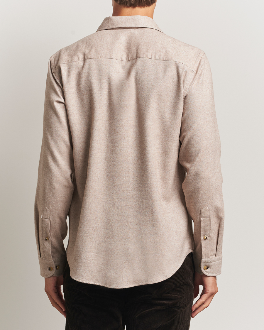 Herr | Skjortor | Eton | Casual Fit One Piece Collar Flannel Shirt Beige