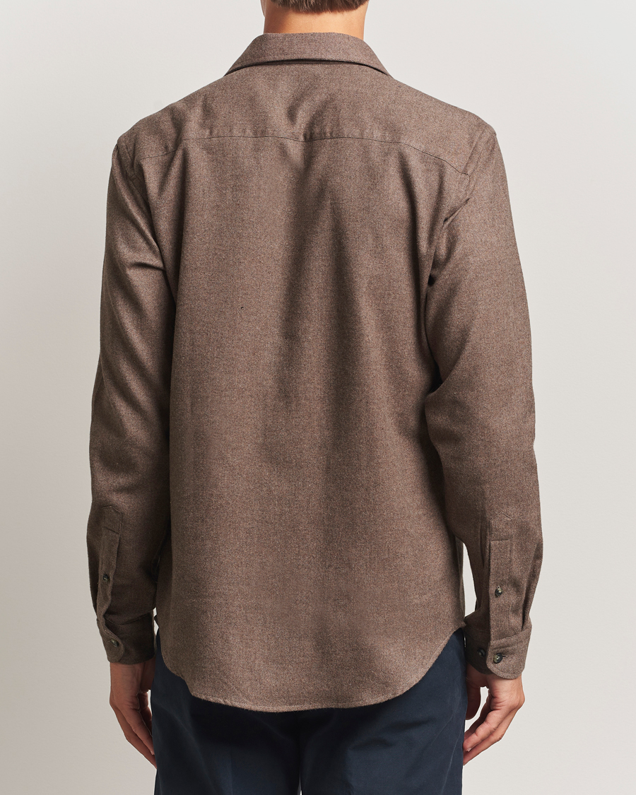 Herr | Skjortor | Eton | Casual Fit One Piece Collar Flannel Shirt Brown