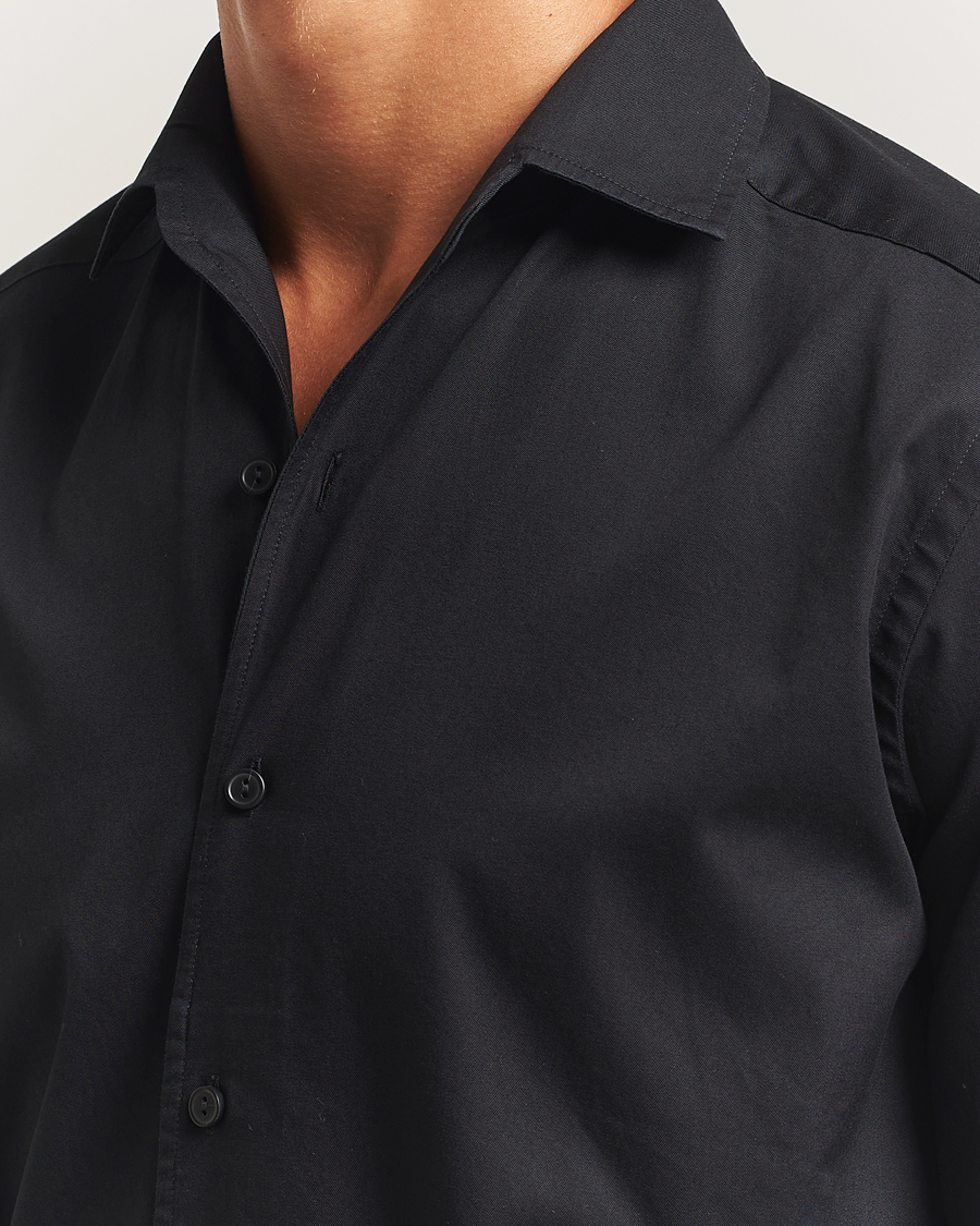 Herr | Skjortor | Eton | Casual Fit Garment Washed One Piece Collar Shirt Black