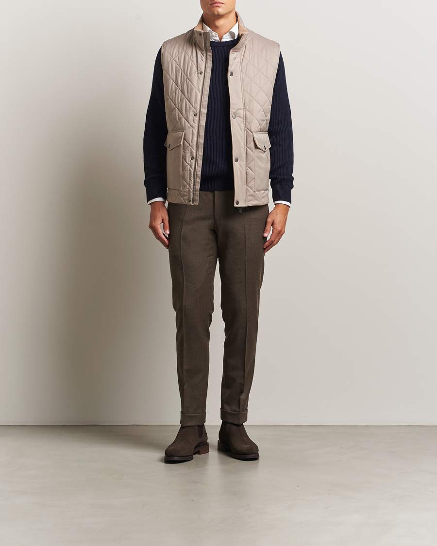 Herr | Västar | Eton | Quilted Shell Vest Beige