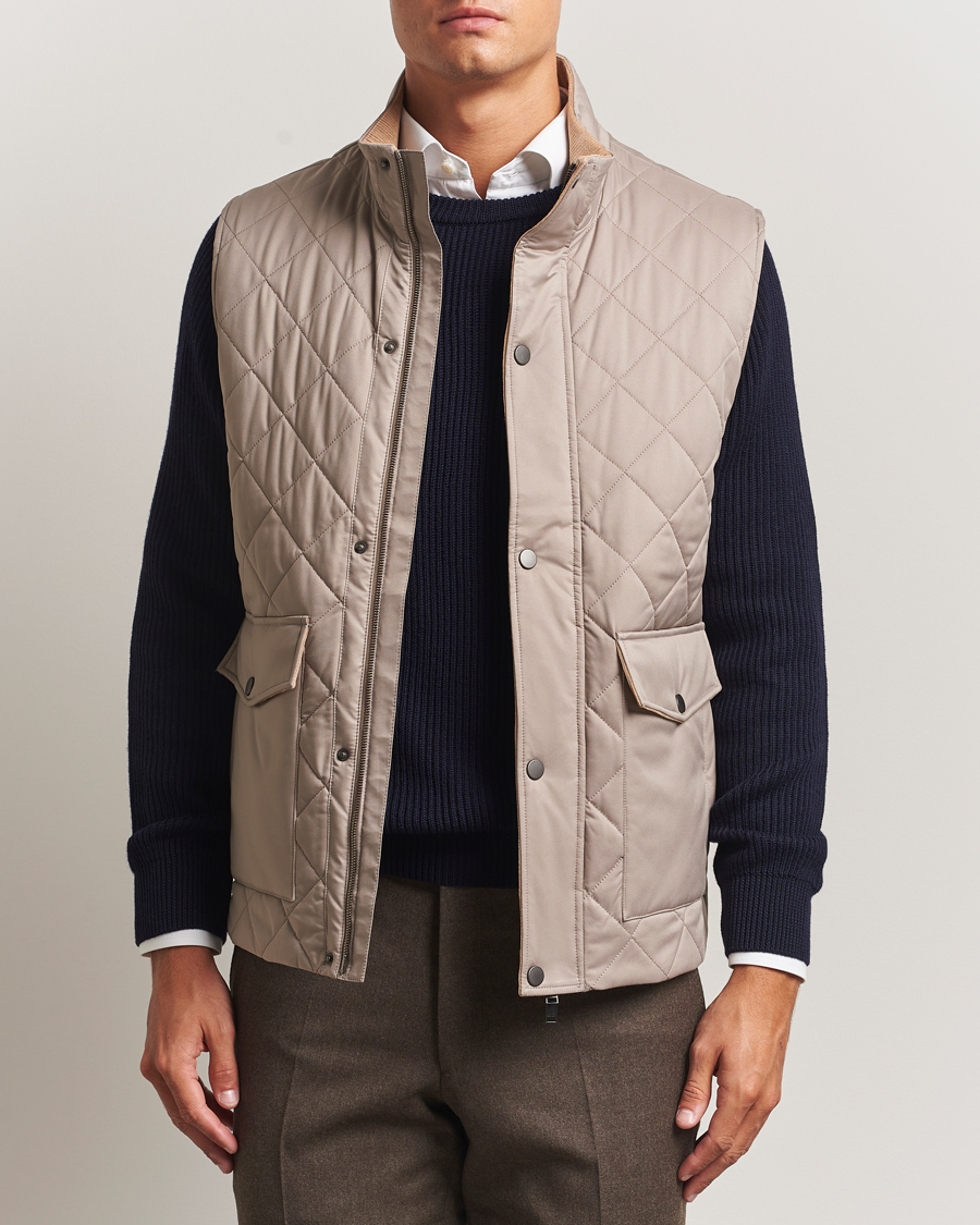 Herr | Västar | Eton | Quilted Shell Vest Beige