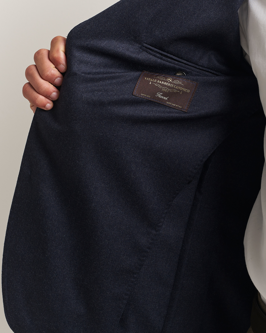 Herr | Kavajer | Eton | Wool Flannel Patch Pocket Blazer Navy