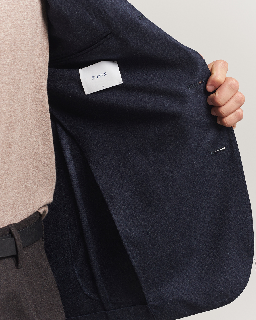 Herr | Kavajer | Eton | Wool Flannel Patch Pocket Blazer Navy