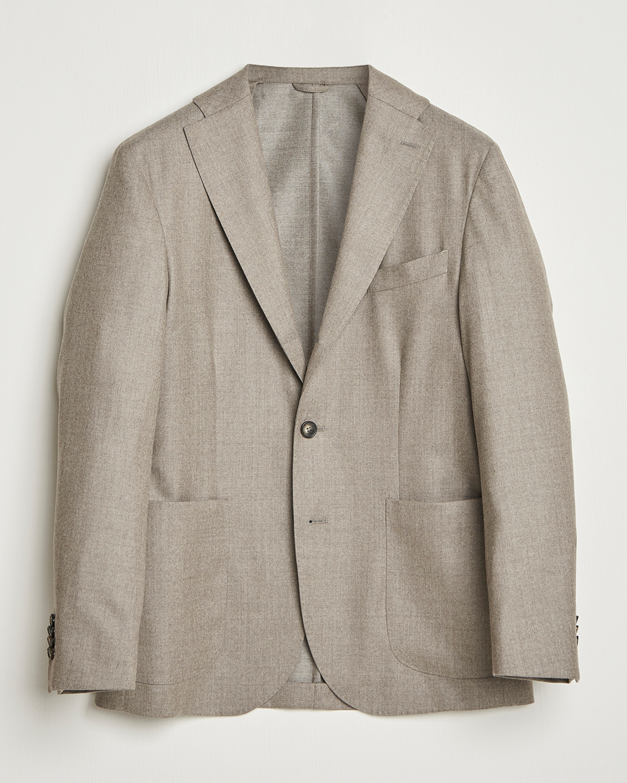 Herr | Kavajer | Eton | Wool Flannel Patch Pocket Blazer Beige