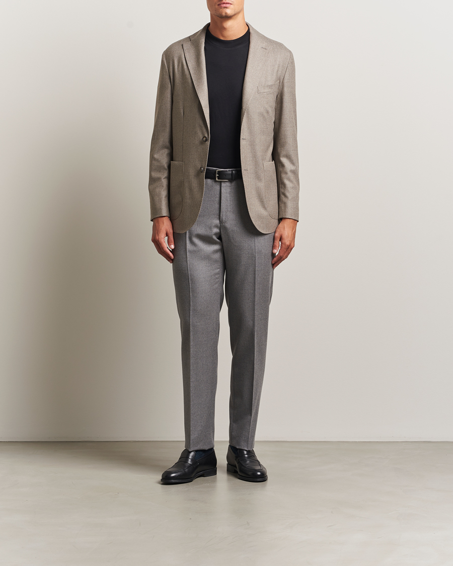 Herr | Kavajer | Eton | Wool Flannel Patch Pocket Blazer Beige