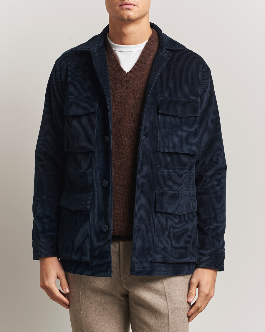 Herr | Jackor | Eton | Corduroy Field Jacket Navy