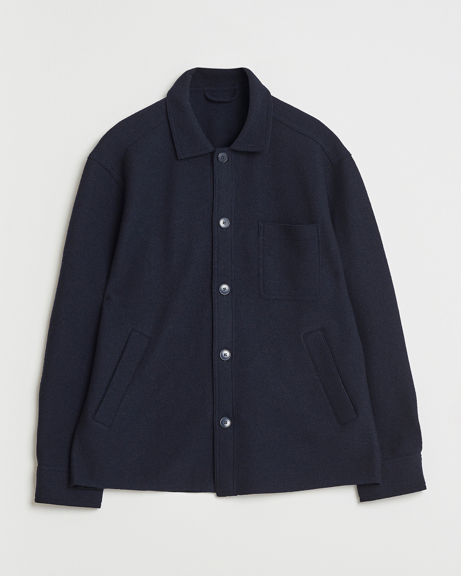 Herr | Skjortor | Eton | Boiled Wool Overshirt Navy
