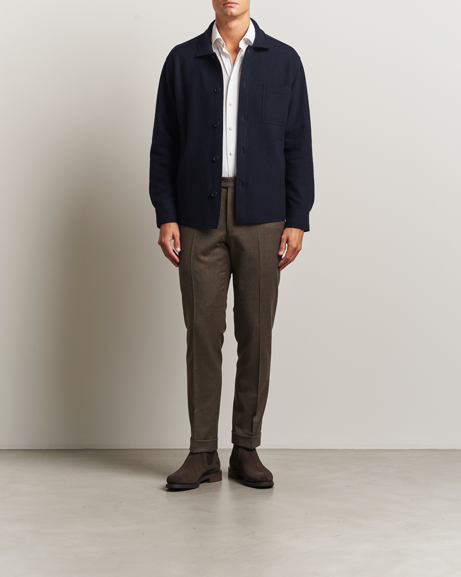 Herr | Skjortor | Eton | Boiled Wool Overshirt Navy