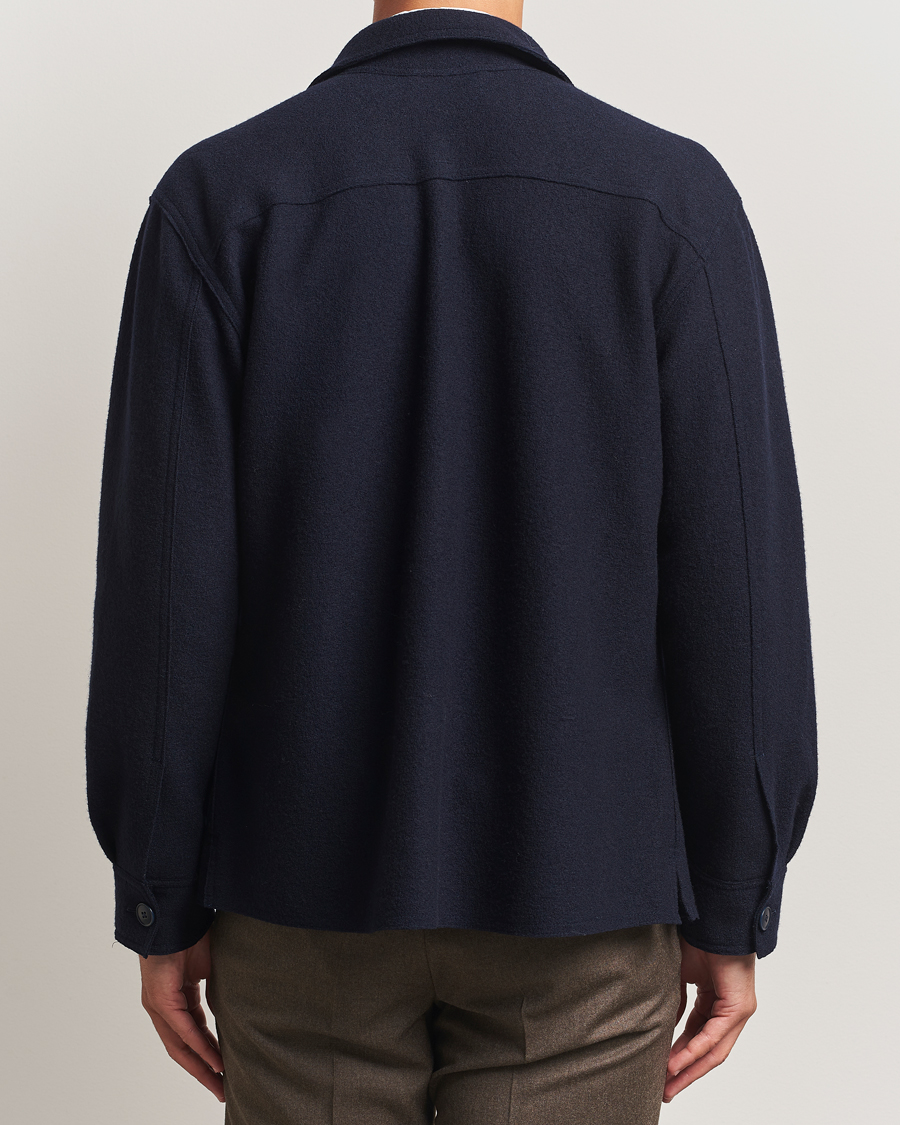 Herr | Skjortor | Eton | Boiled Wool Overshirt Navy