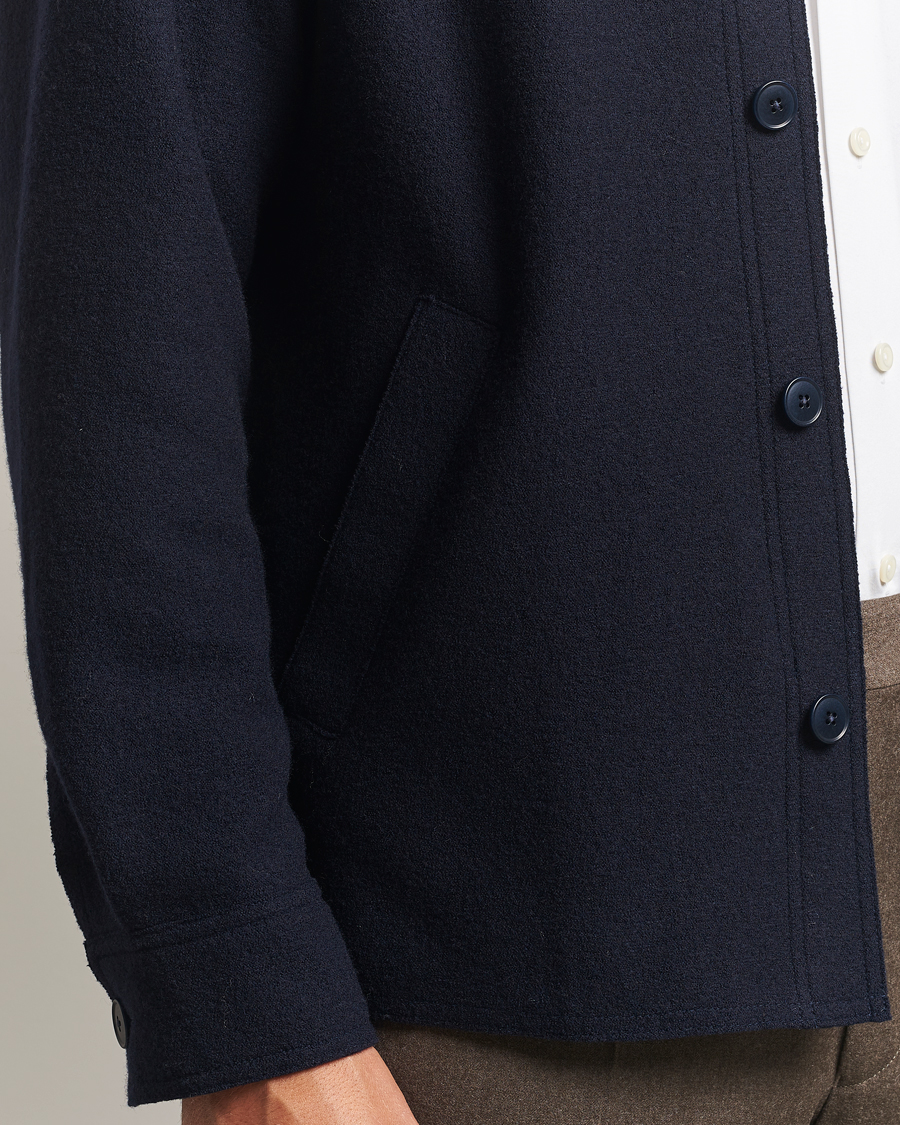 Herr | Skjortor | Eton | Boiled Wool Overshirt Navy