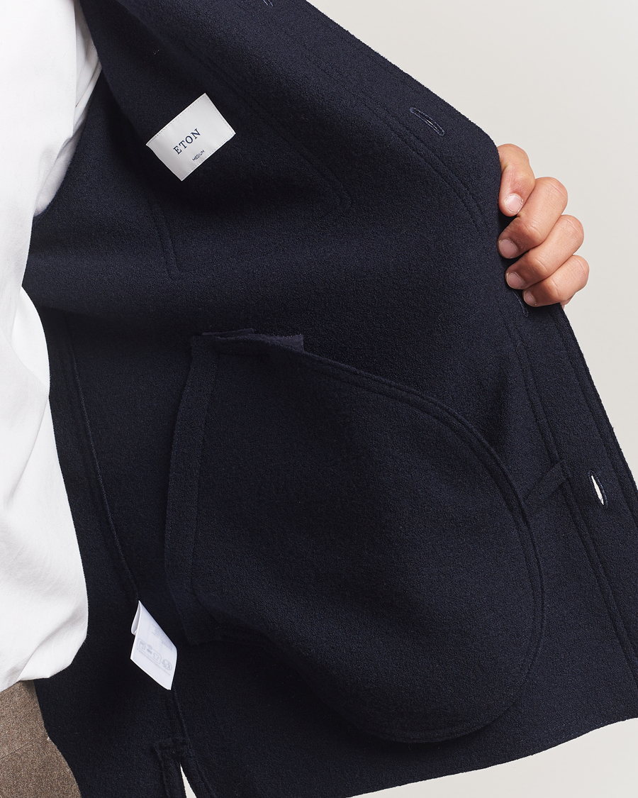 Herr | Skjortor | Eton | Boiled Wool Overshirt Navy