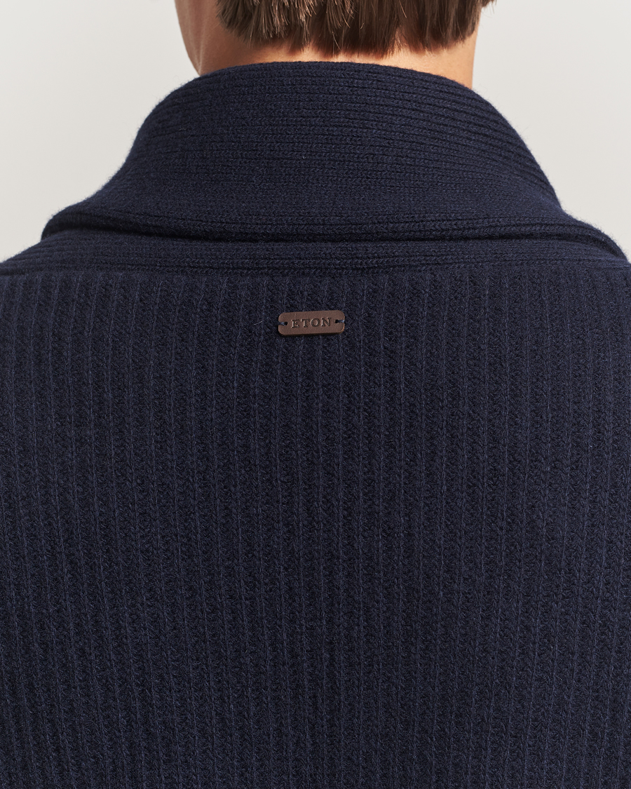 Herr | Tröjor | Eton | Wool Knitted Shawl Collar Cardigan Navy