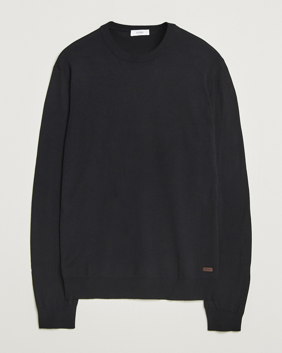 Herr | Tröjor | Eton | Merino Knitted Crew Neck Black