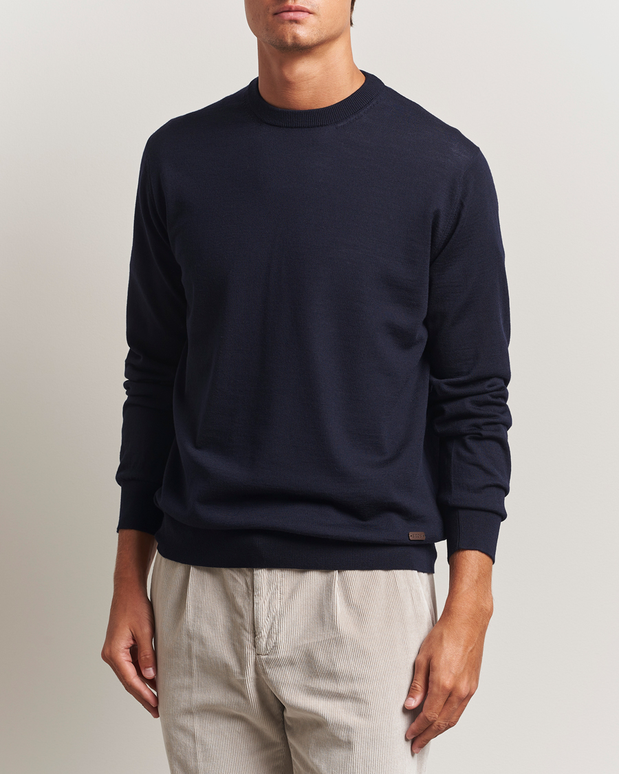 Herr | Tröjor | Eton | Merino Knitted Crew Neck Navy