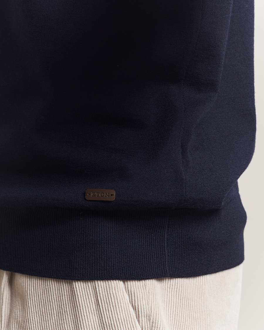 Herr | Tröjor | Eton | Merino Knitted Crew Neck Navy