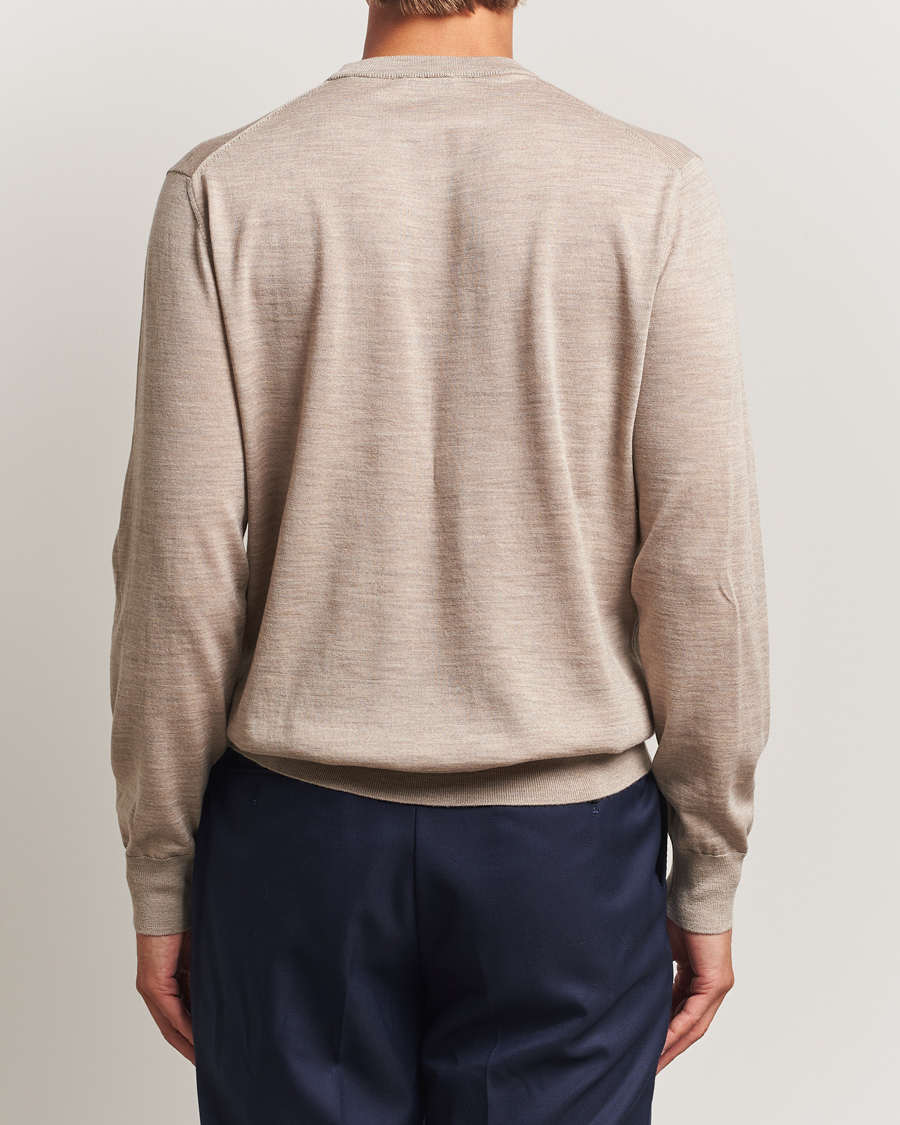 Herr | Tröjor | Eton | Merino Knitted Crew Neck Beige