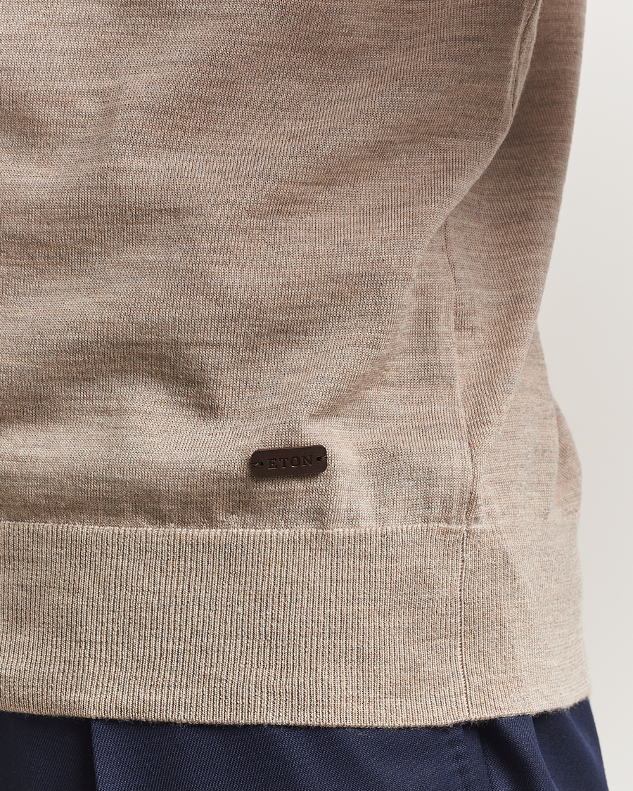 Herr | Tröjor | Eton | Merino Knitted Crew Neck Beige