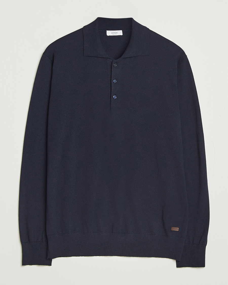 Herr | Tröjor | Eton | Merino Knitted Polo Navy