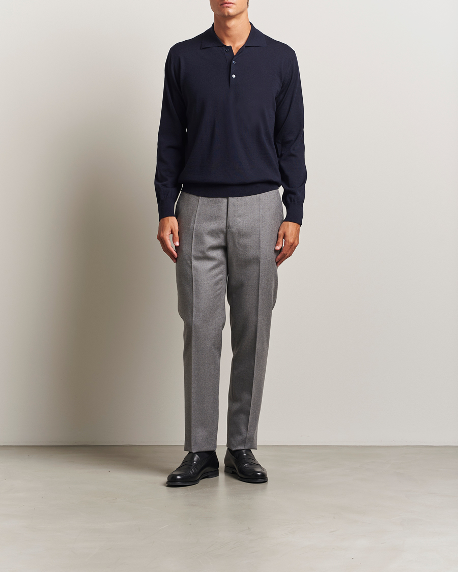 Herr | Tröjor | Eton | Merino Knitted Polo Navy