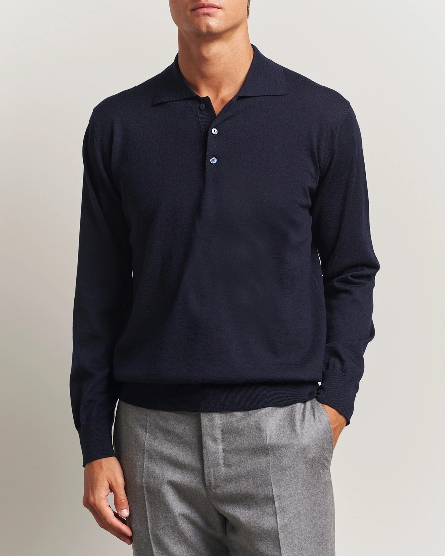 Herr | Tröjor | Eton | Merino Knitted Polo Navy