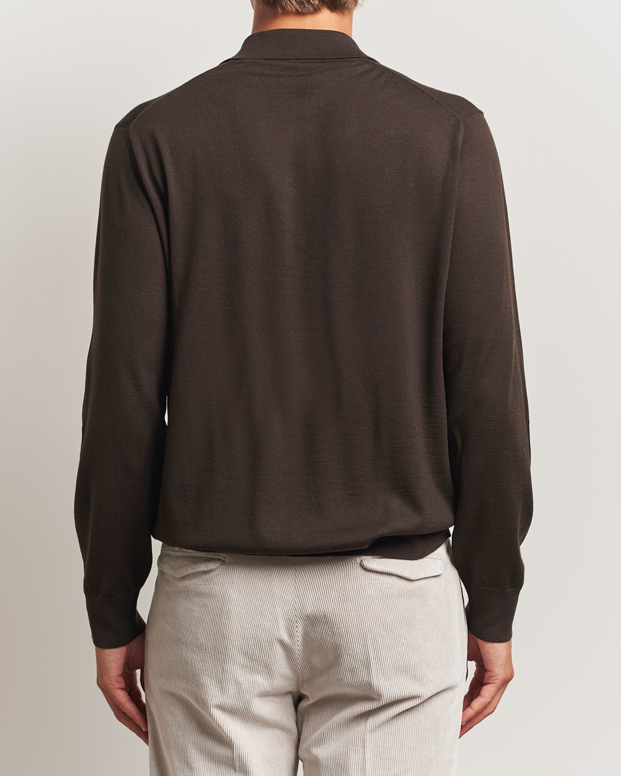 Herr | Tröjor | Eton | Merino Knitted Polo Dark Brown