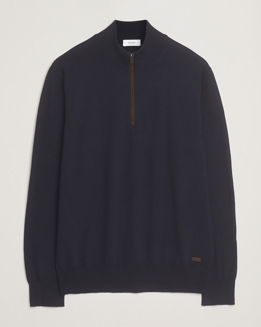 Herr | Tröjor | Eton | Merino Knitted Half Zip Navy