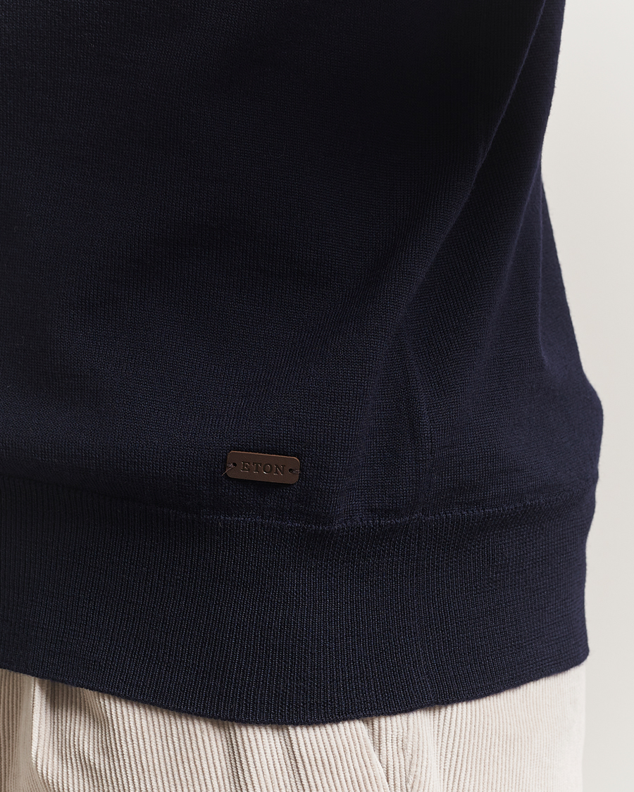 Herr | Tröjor | Eton | Merino Knitted Half Zip Navy