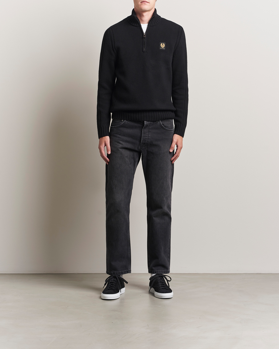 Herr | Tröjor | Belstaff | Watch Wool Knitted Quarter Zip Black
