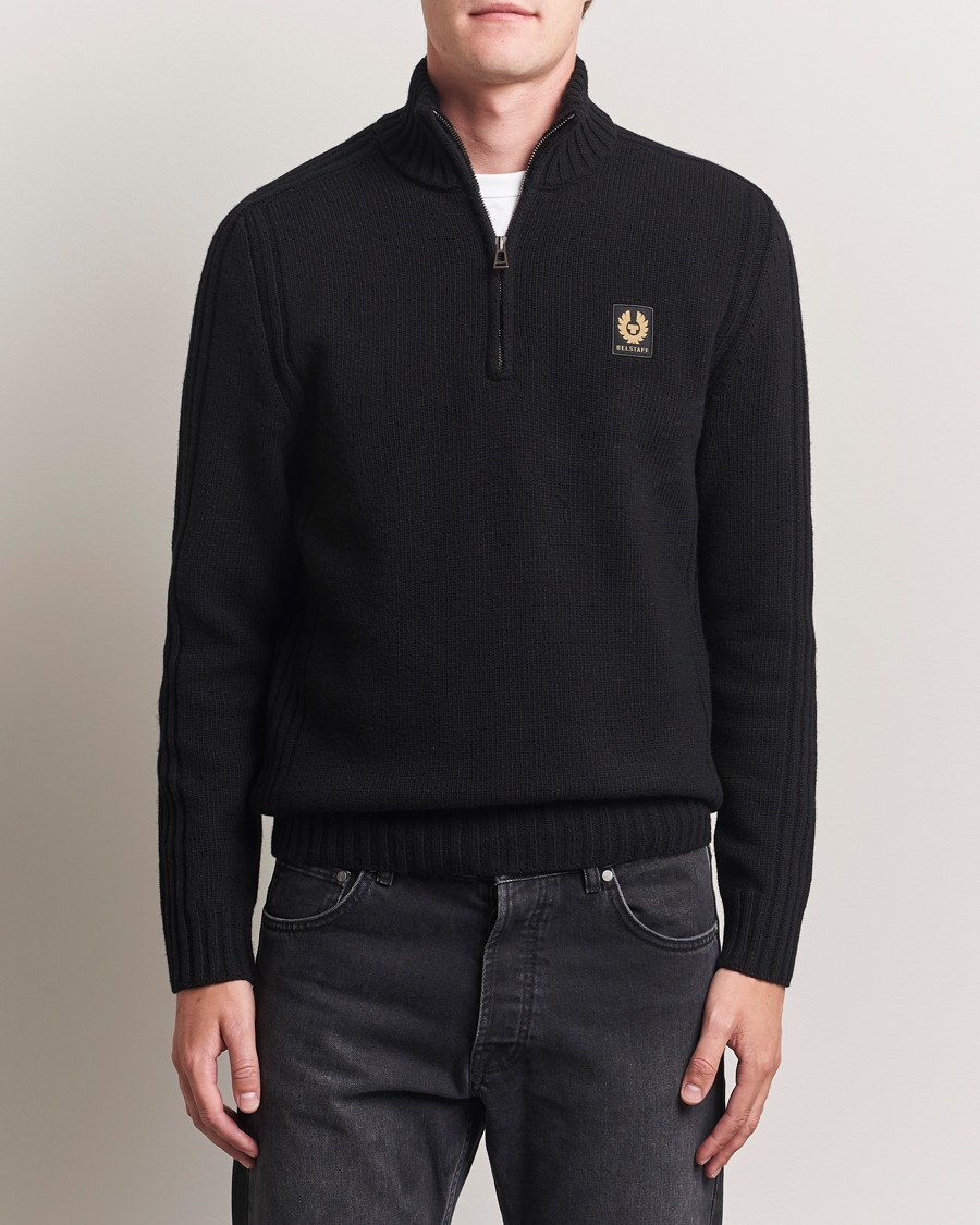 Herr | Tröjor | Belstaff | Watch Wool Knitted Quarter Zip Black