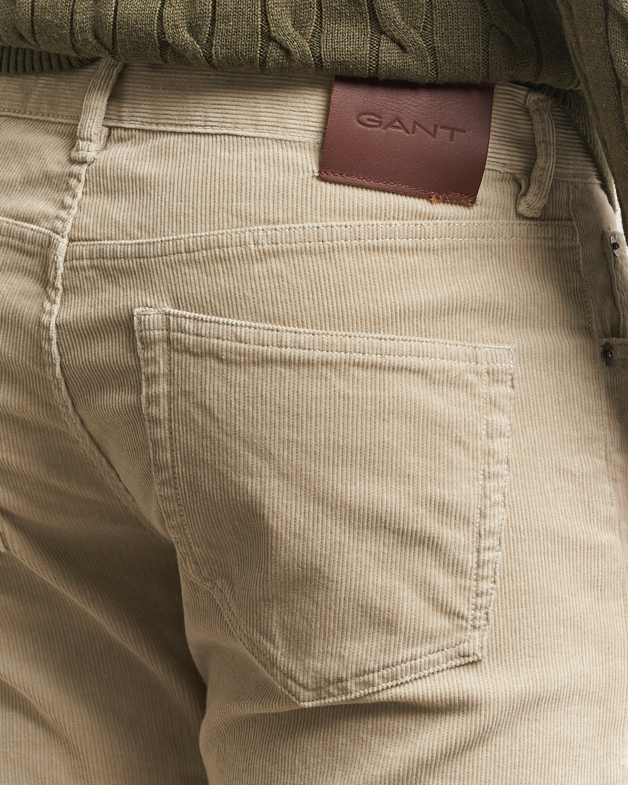 Herr | Byxor | Gant | Cord 5-Pocket Jeans Greige