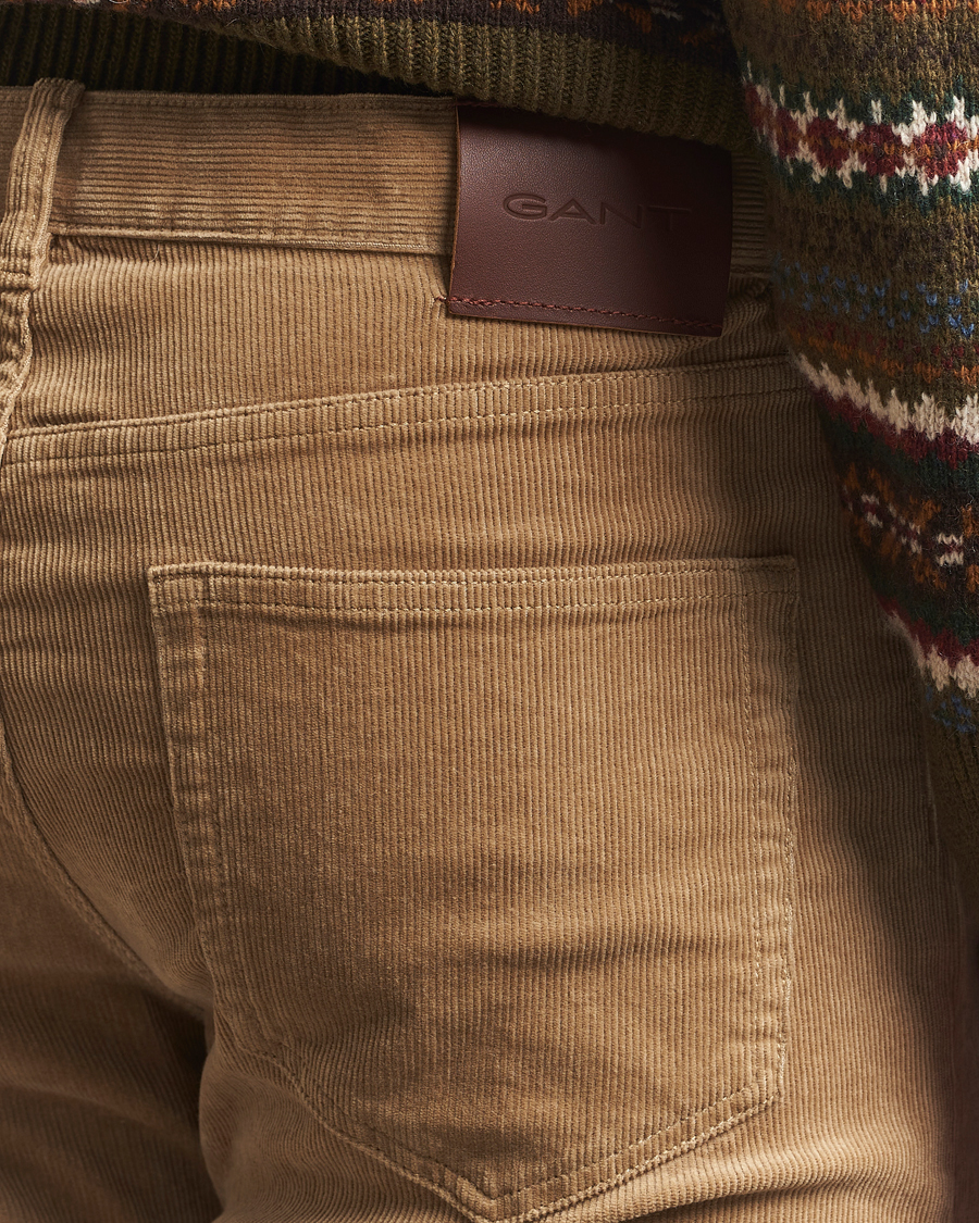 Herr | Byxor | GANT | Cord 5-Pocket Jeans Light Taupe