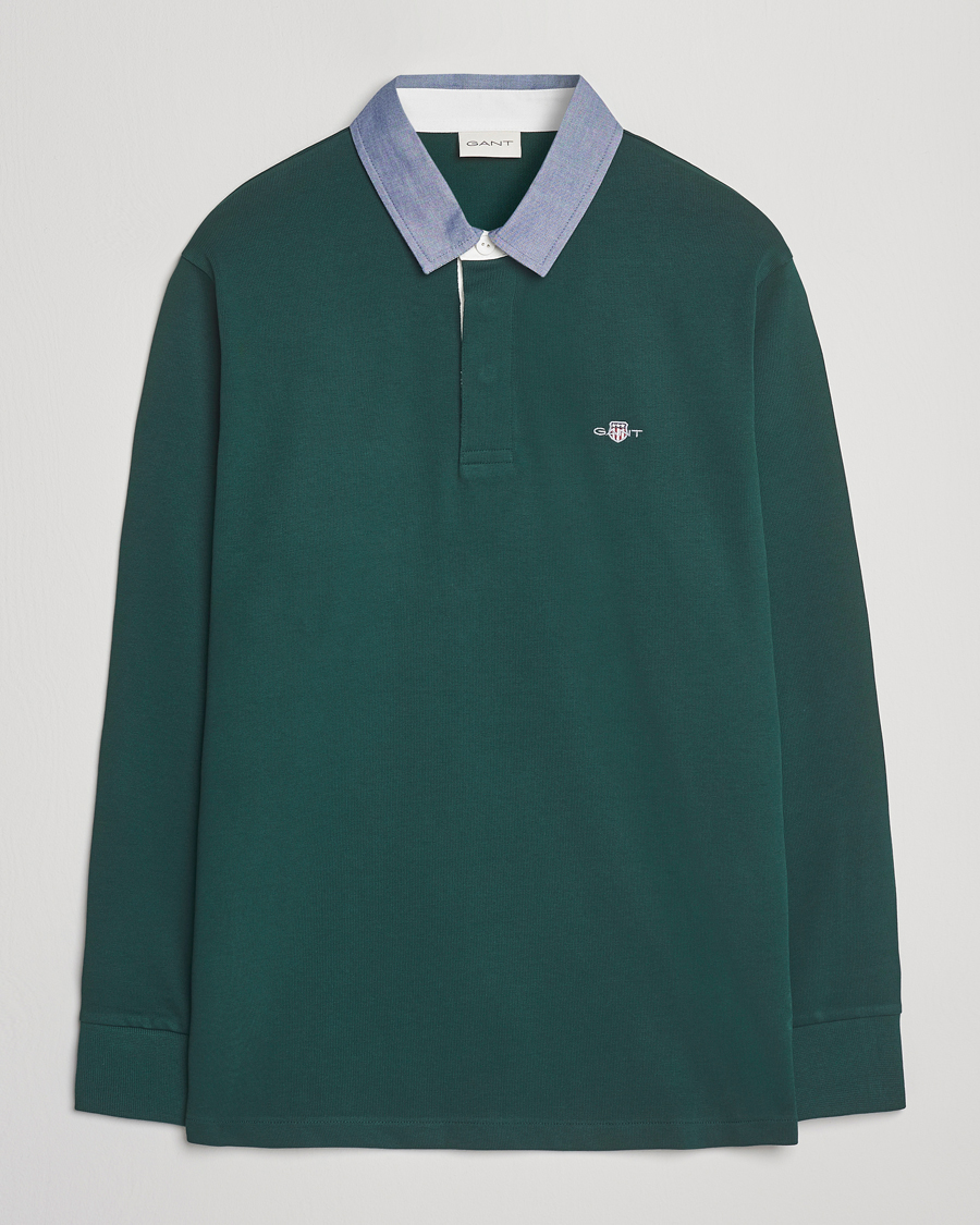 Herr | Tröjor | GANT | Chambray Solid Heavy Rugger Tartan Green