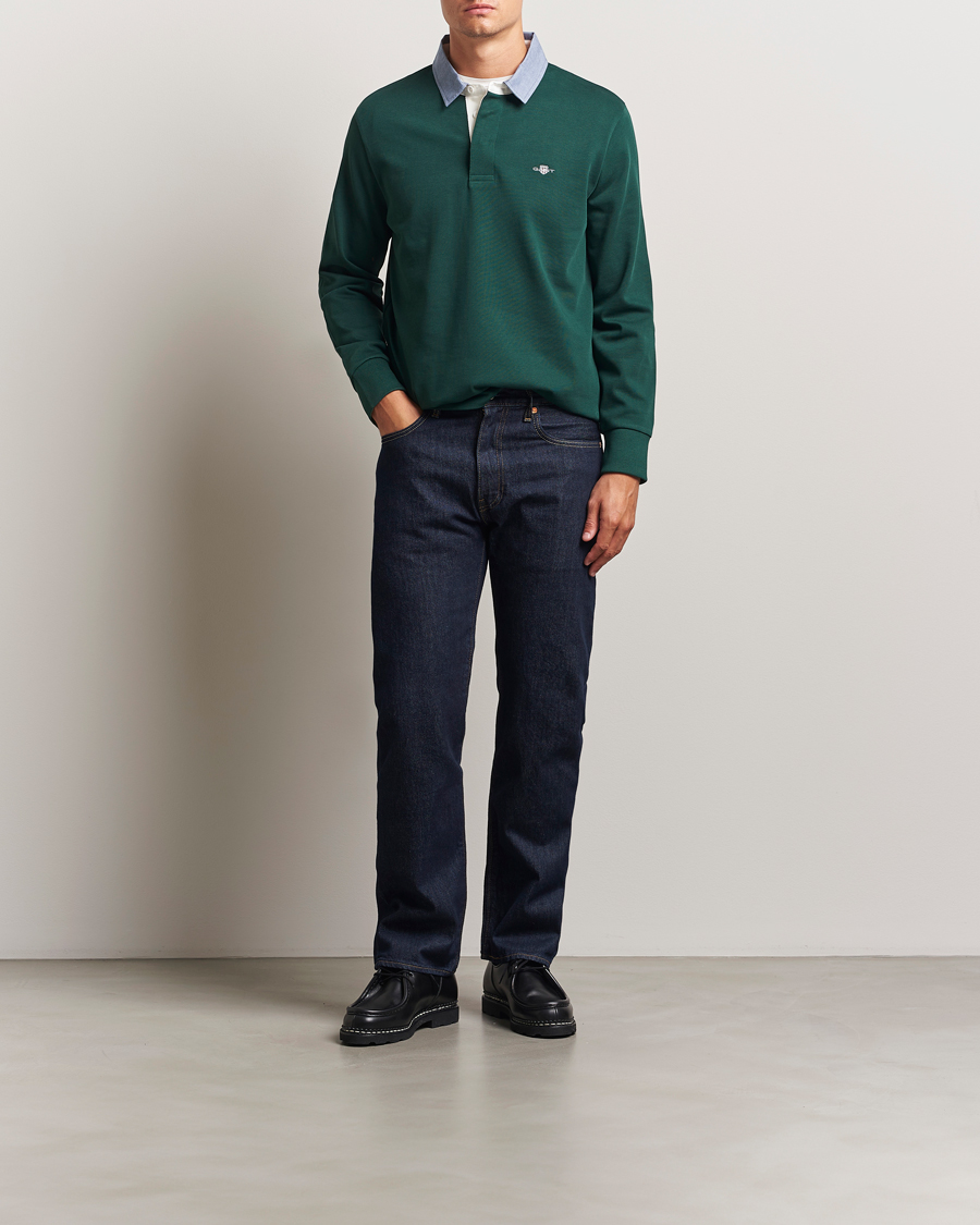 Herr | Tröjor | GANT | Chambray Solid Heavy Rugger Tartan Green