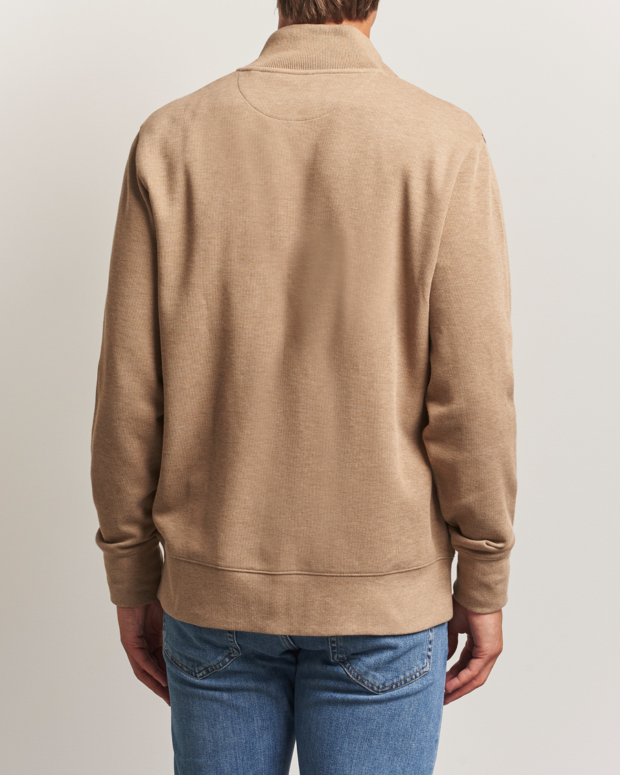 Herr | Tröjor | Gant | Sacker Rib Full Zip Khaki Melange