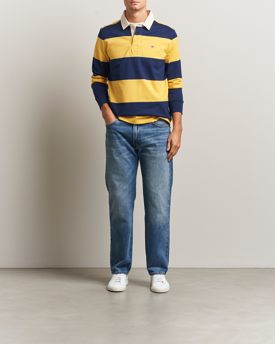 Herr | Tröjor | GANT | Striped Heavy Rugger Persian Blue