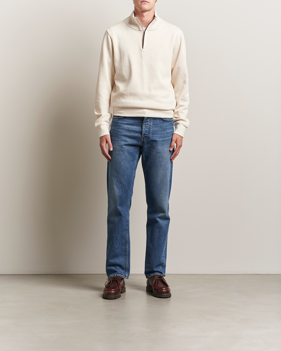 Herr | Tröjor | GANT | Sacker Rib Half Zip Cream