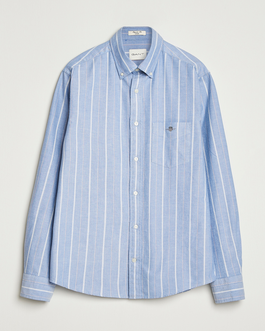 Herr | Skjortor | GANT | Regular Fit Classic Striped Oxford Shirt Rich Blue