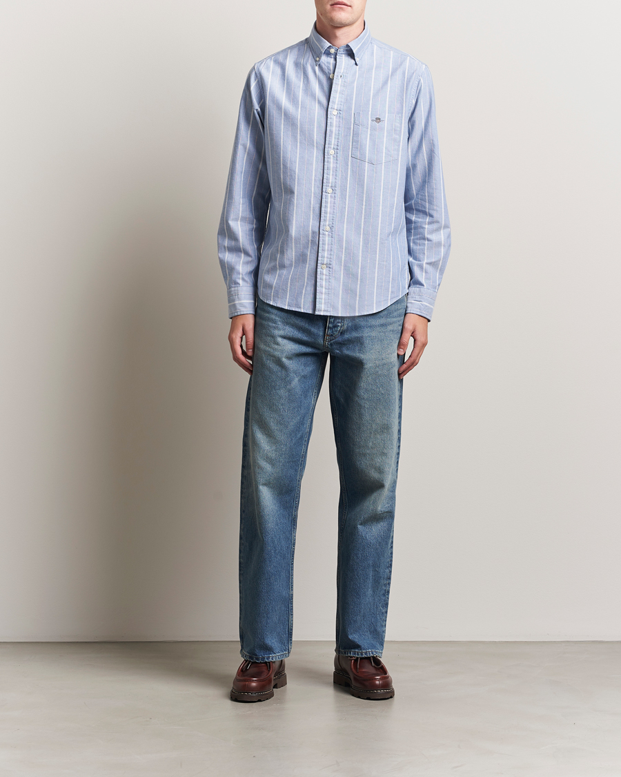 Herr | Skjortor | GANT | Regular Fit Classic Striped Oxford Shirt Rich Blue