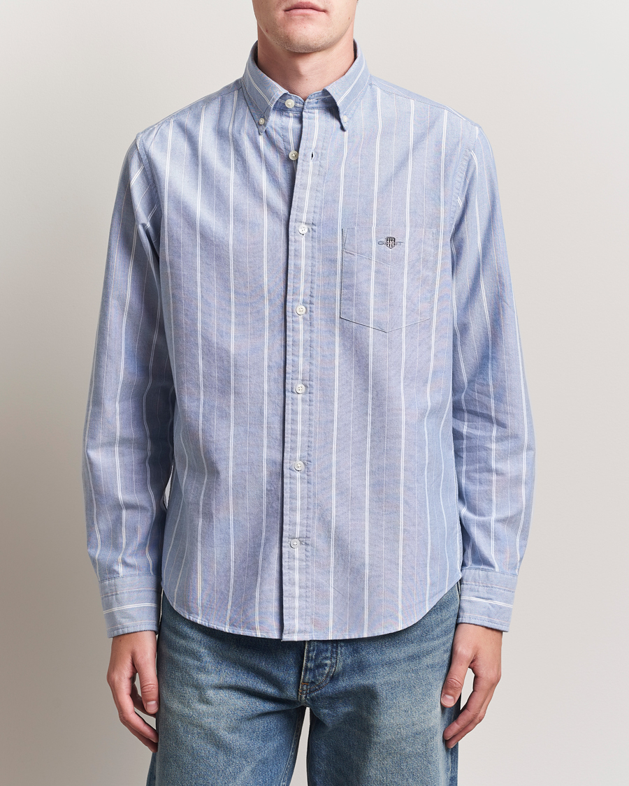 Herr | Skjortor | GANT | Regular Fit Classic Striped Oxford Shirt Rich Blue