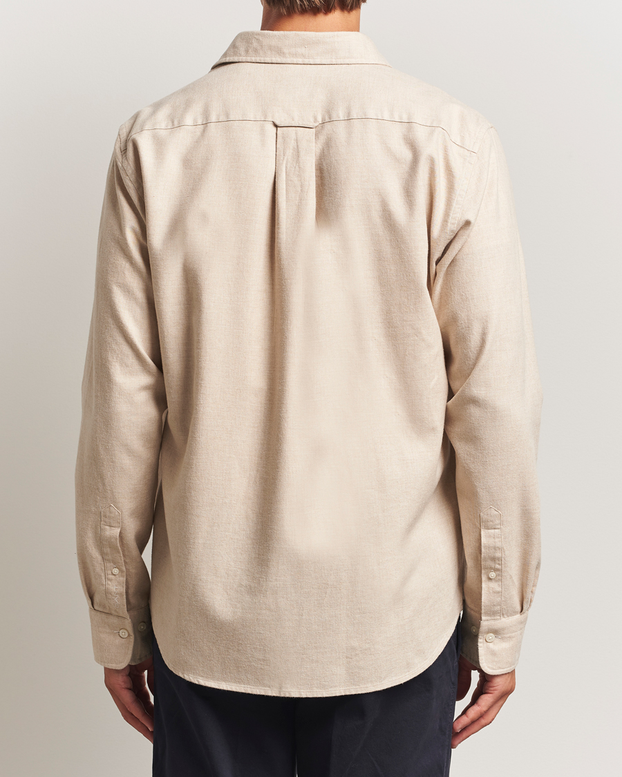 Herr | Skjortor | GANT | Regular Fit Flannel Shirt Light Beige Melange