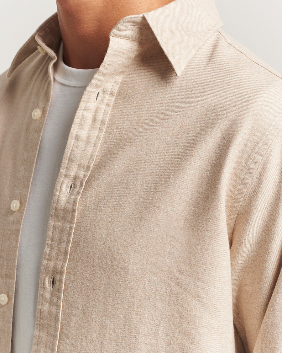 Herr | Skjortor | GANT | Regular Fit Flannel Shirt Light Beige Melange