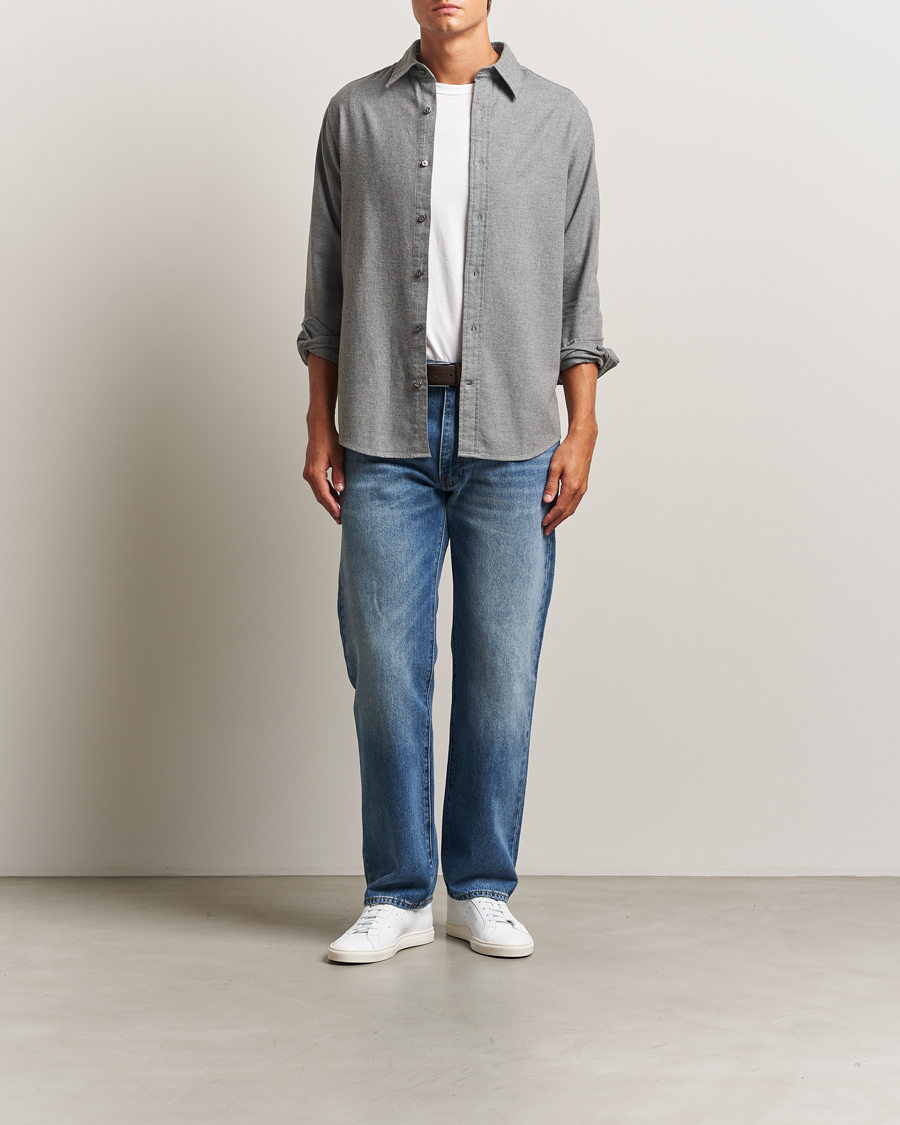 Herr | Skjortor | GANT | Regular Fit Flannel Shirt Dark Grey Melange