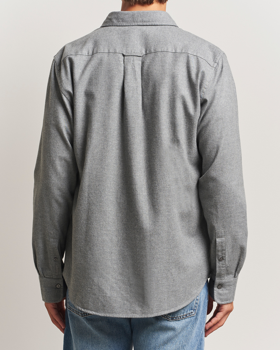 Herr | Skjortor | GANT | Regular Fit Flannel Shirt Dark Grey Melange