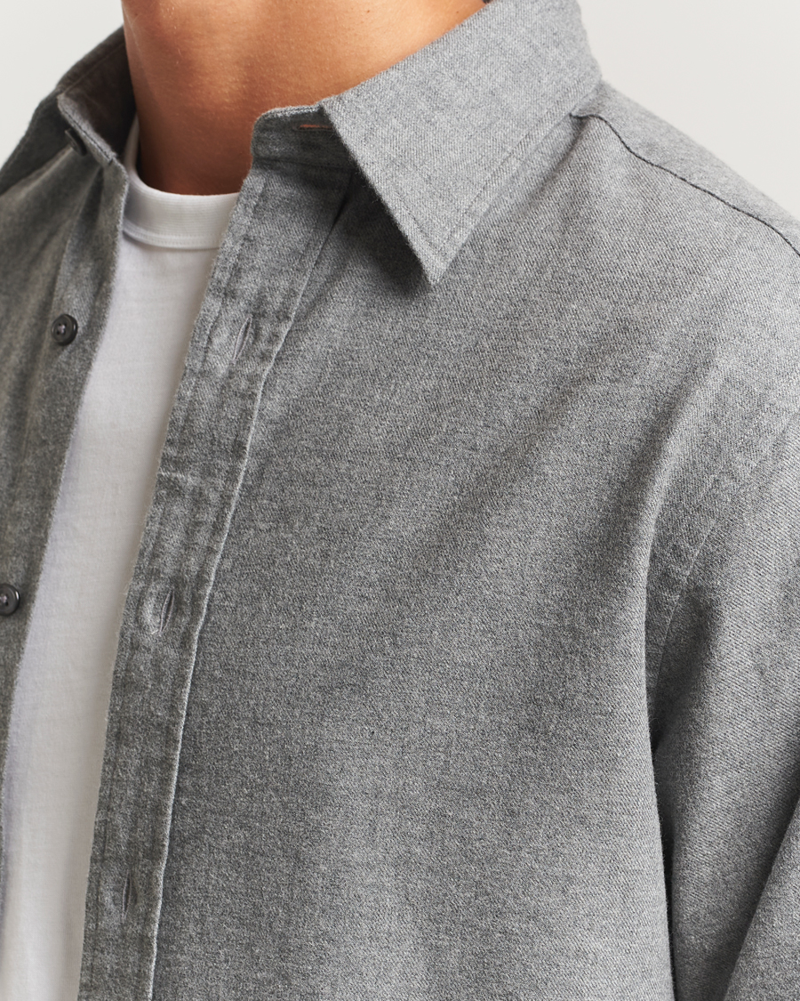 Herr | Skjortor | GANT | Regular Fit Flannel Shirt Dark Grey Melange