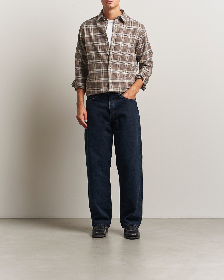 Herr | Skjortor | GANT | Regular Fit Checked Flannel Shirt Dark Hazelnut Melange
