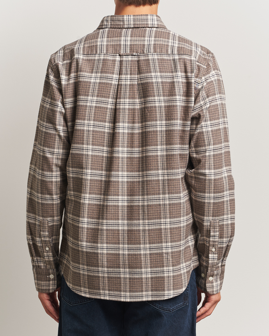 Herr | Skjortor | GANT | Regular Fit Checked Flannel Shirt Dark Hazelnut Melange